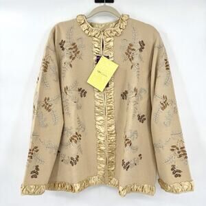 QVC Artistica Womens Size 1X Lightweight Wool Boho Blazer 1X Wearable Art Classy